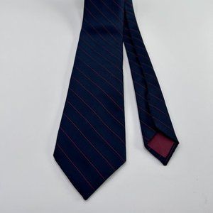 Austin Manor Necktie 100% Silk Blue Red Striped Business Office 54"